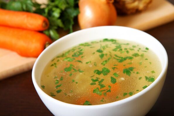 Meat broth soup is a delicious dish in the diet menu to drink