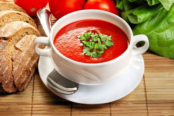 The food diet menu can be diversified with tomato soup