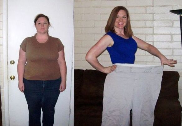 Woman before and after following an alcoholic diet